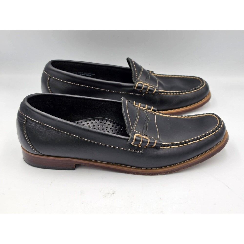 G.H. Bass Men's Black Leather Logan Weejuns Penny Loafers Driving Size 9.5 D